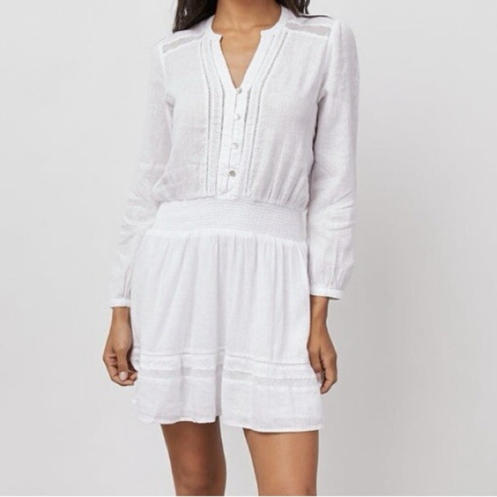 Rails Jasmine White Lace Detail Linen Dress-Size XS